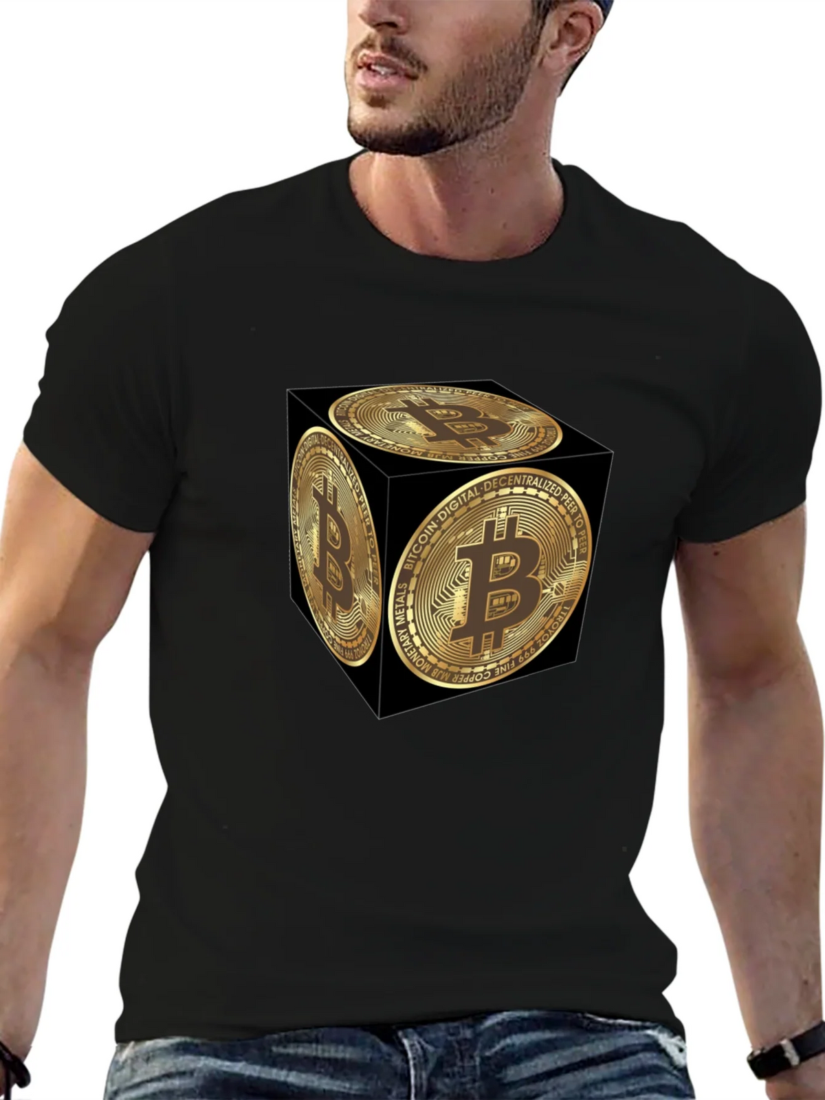 Bitcoin Cube Graphic Tee - Crypto Currency Fashion product image 6