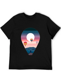 Adventure Awaits Black T-Shirt - Hot Air Balloons product image 1