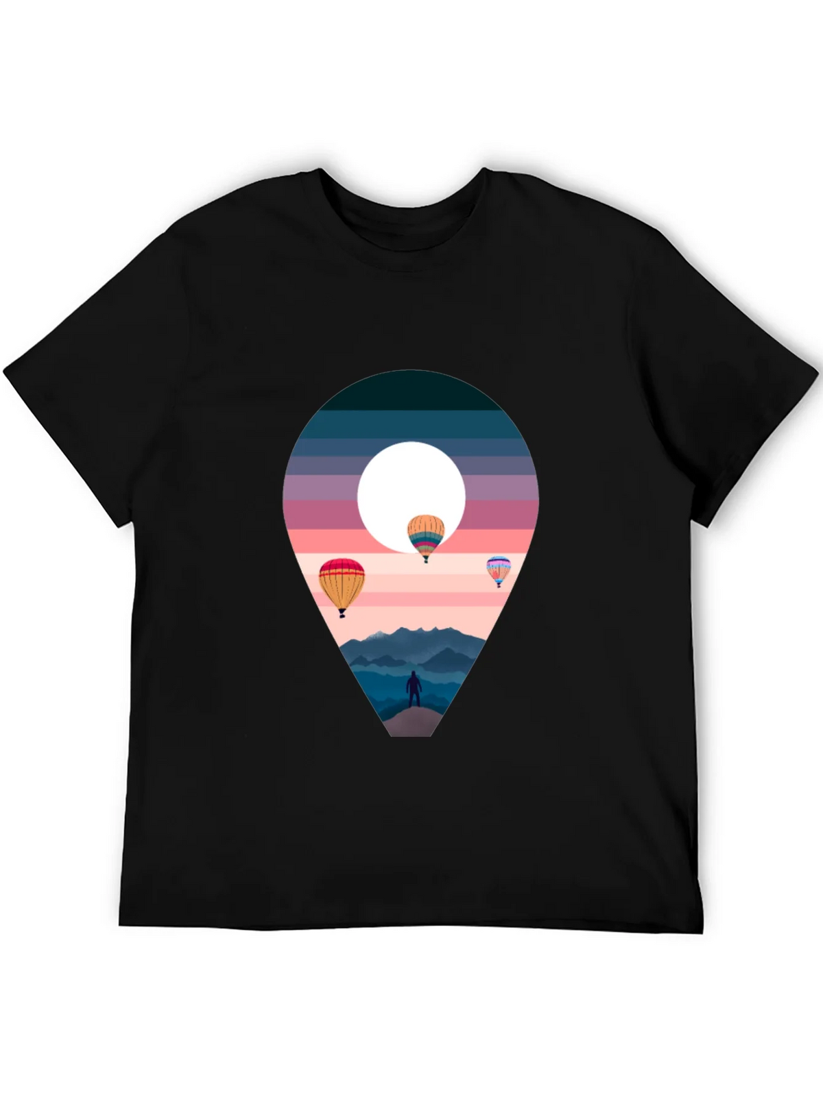 Adventure Awaits Black T-Shirt - Hot Air Balloons product image 1