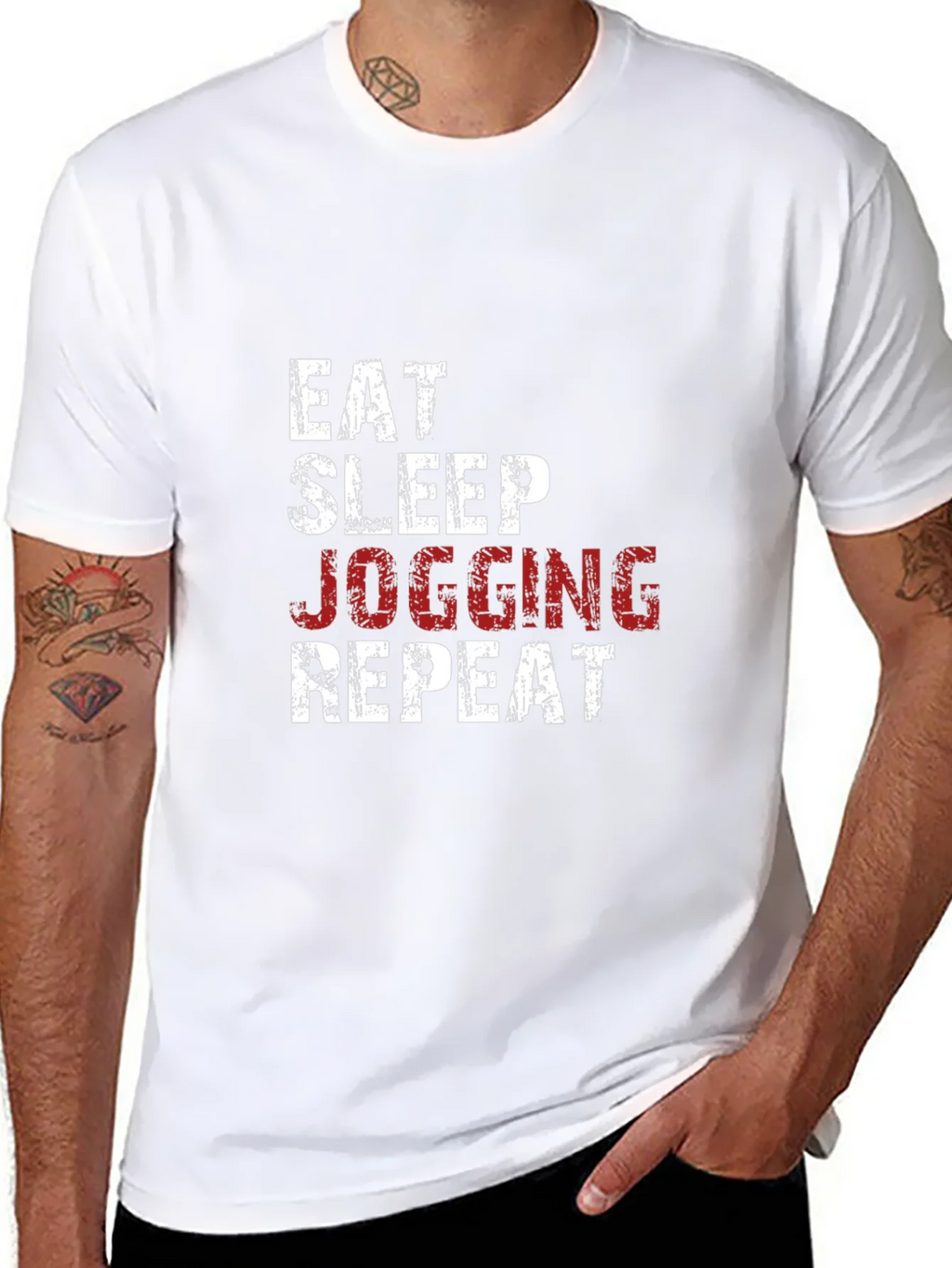 Eat Sleep Jogging Repeat Graphic Tee - Black product image 7