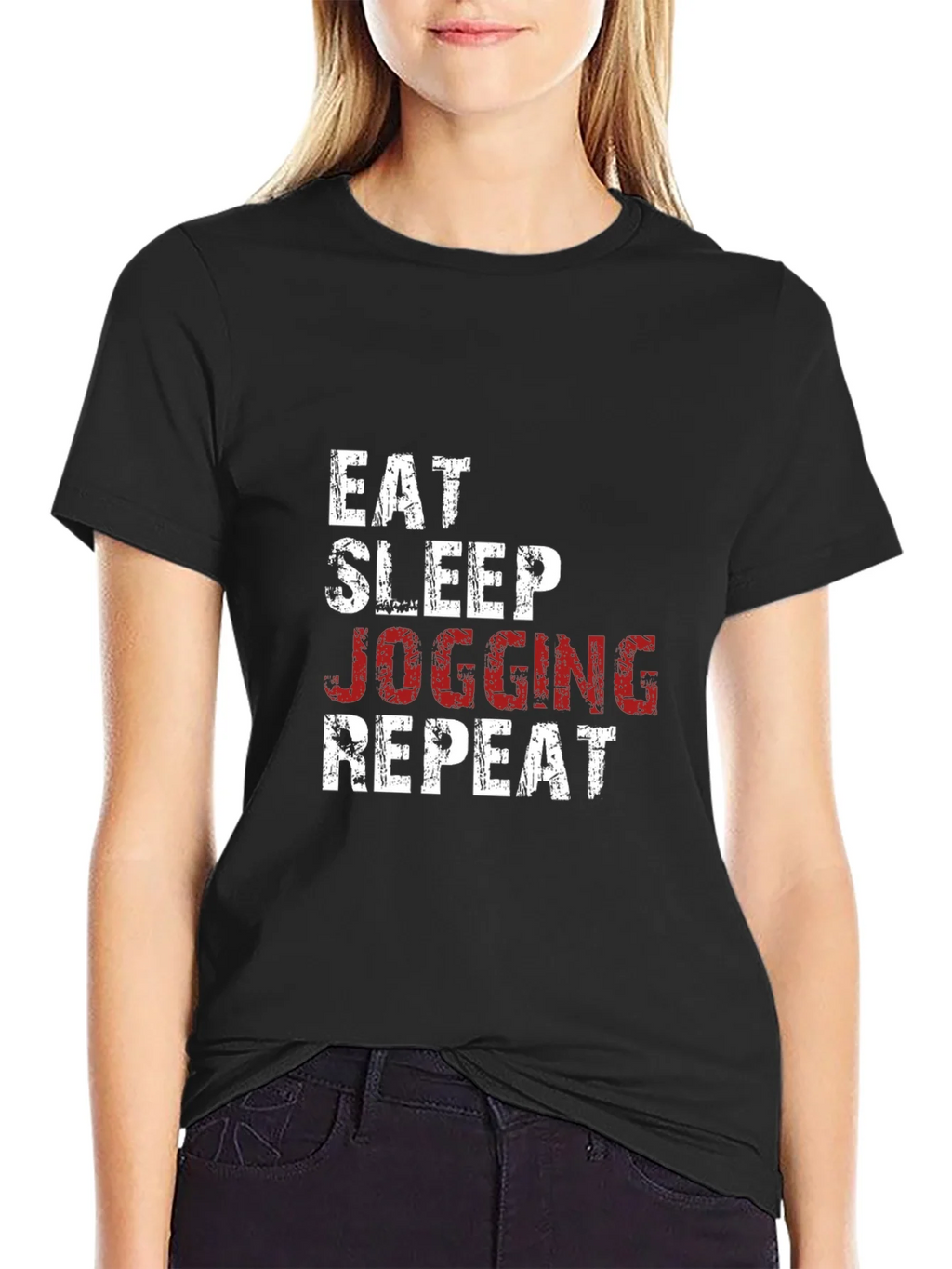 Eat Sleep Jogging Repeat Graphic Tee - Black product image 2