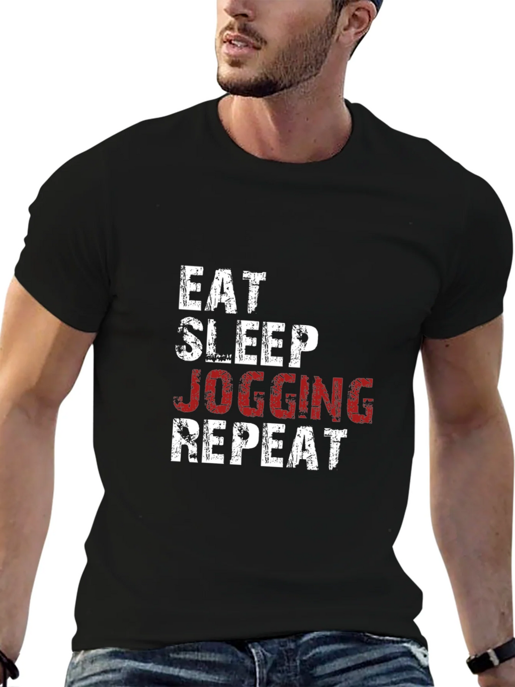 Eat Sleep Jogging Repeat Graphic Tee - Black product image 6