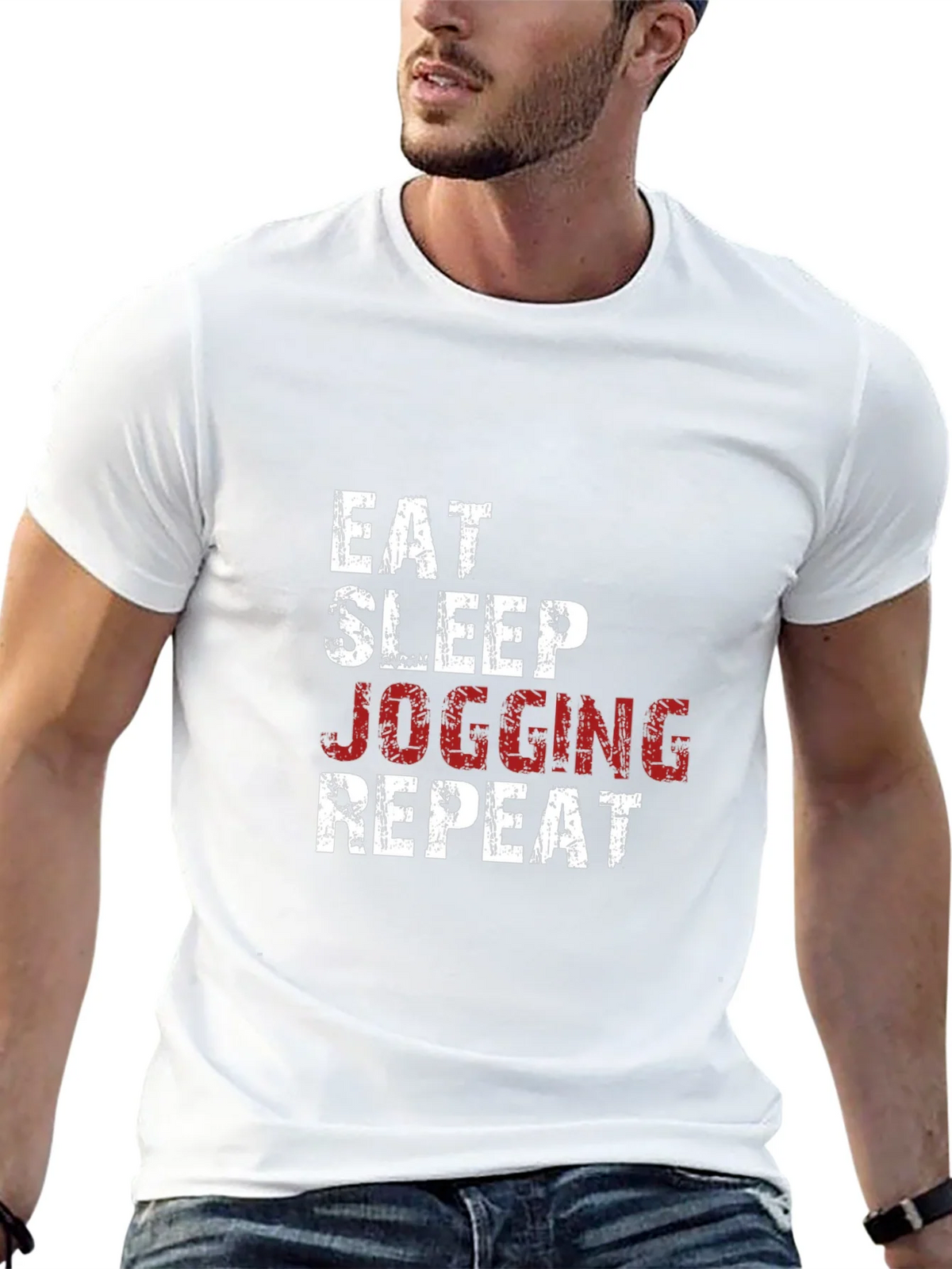 Eat Sleep Jogging Repeat Graphic Tee - Black product image 12