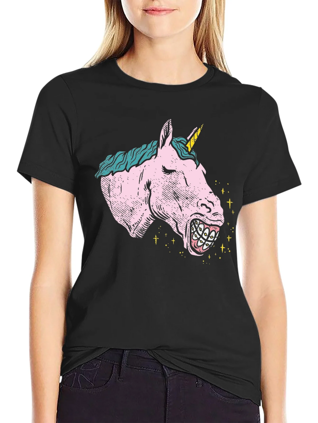 Unicorn Braces Graphic T-Shirt - Novelty Tee product image 2