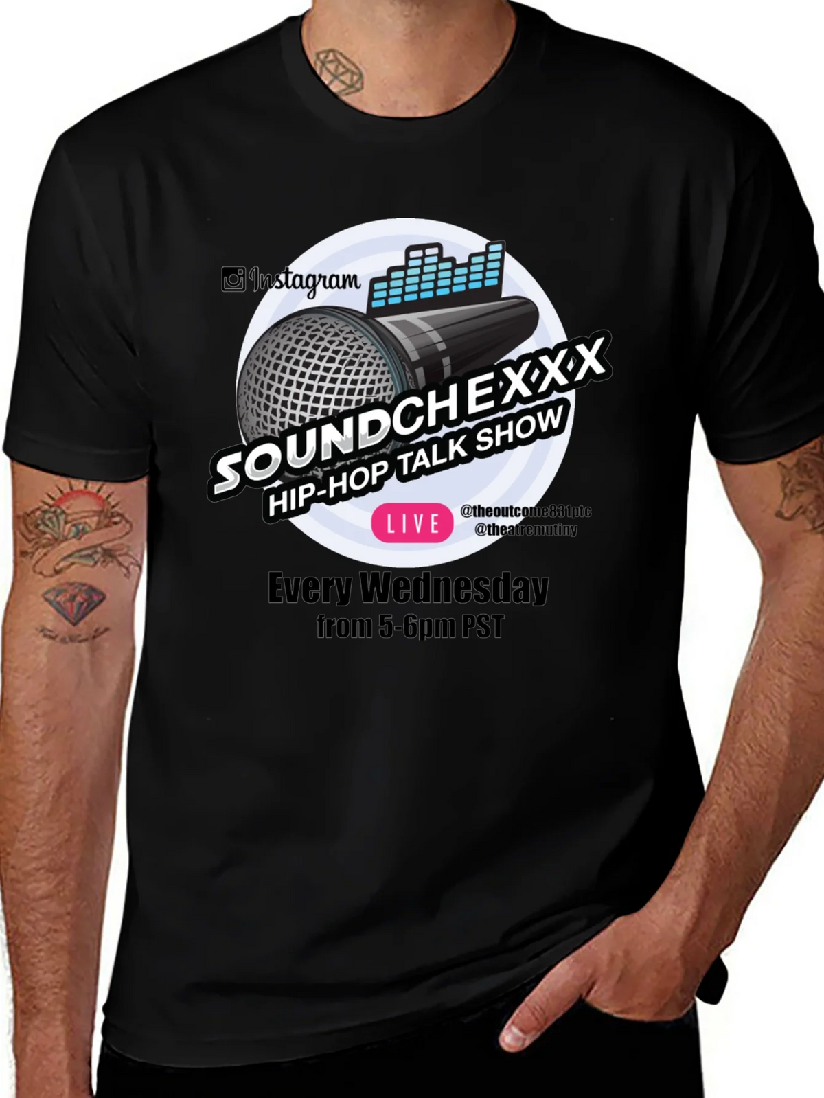 Soundchexxx Hip-Hop Talk Show Black T-Shirt product image 1