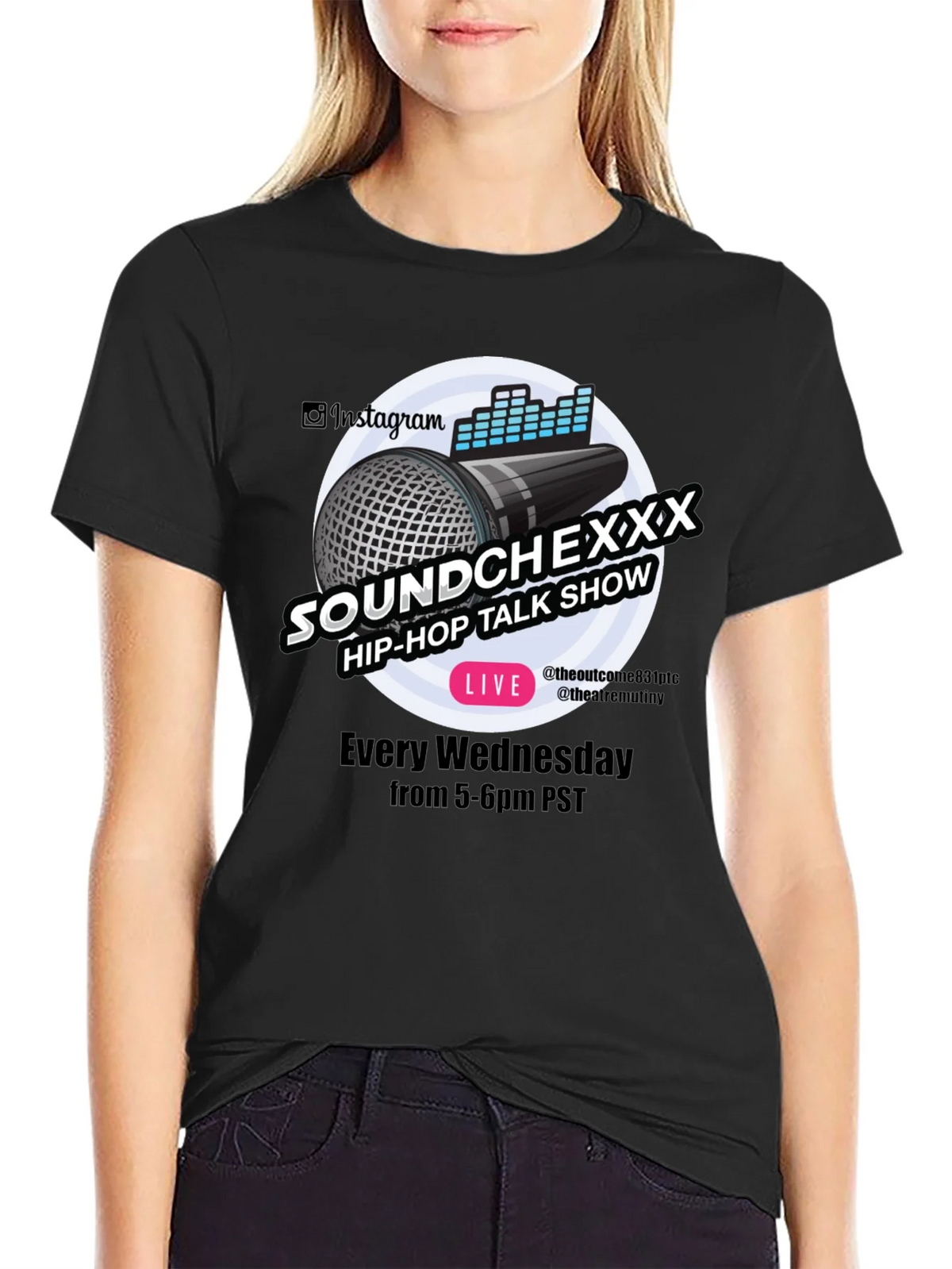 Soundchexxx Hip-Hop Talk Show Black T-Shirt product image 2