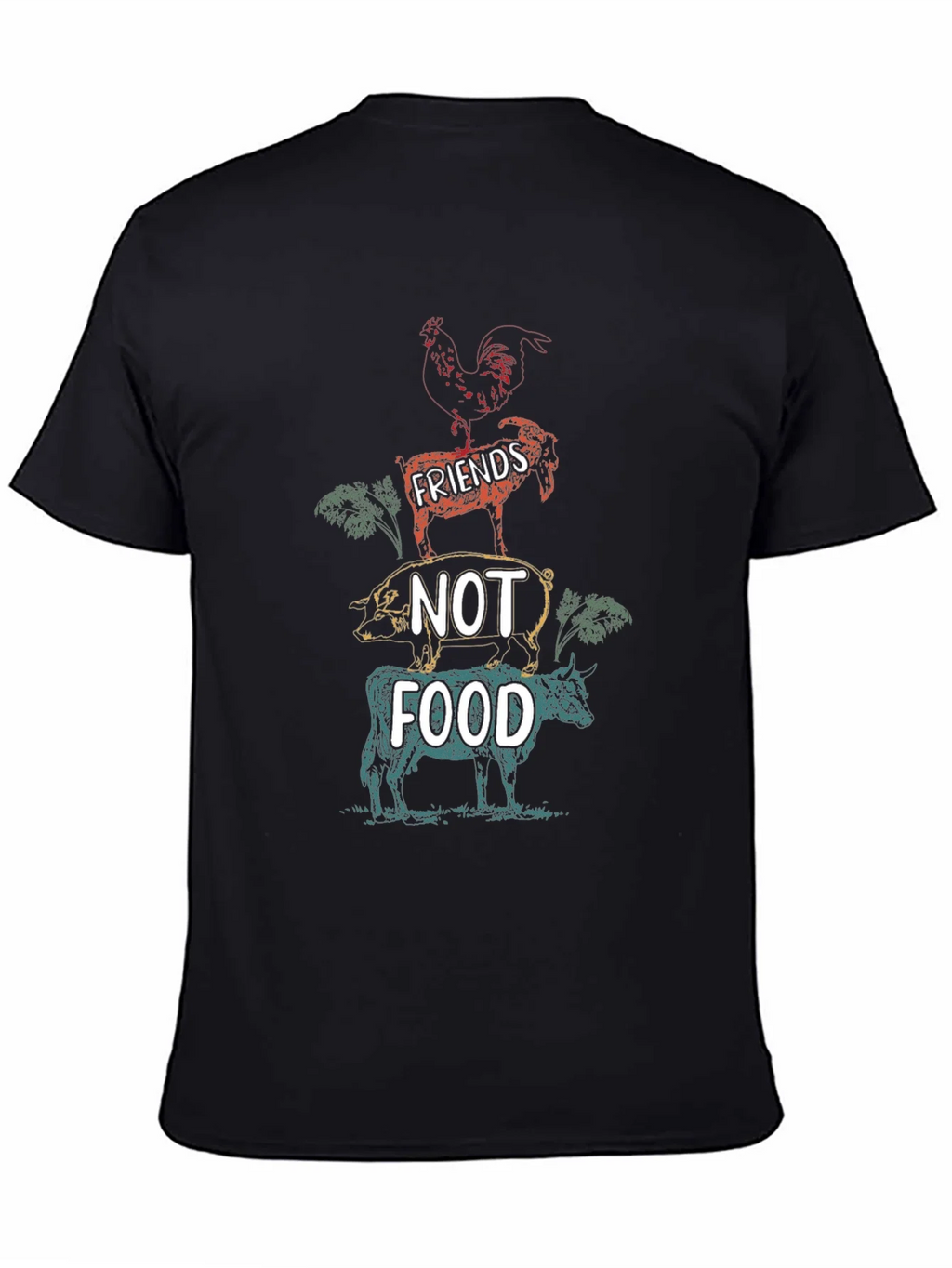 Vegan Friends Not Food Graphic Tee - Unisex Black T-Shirt product image 4