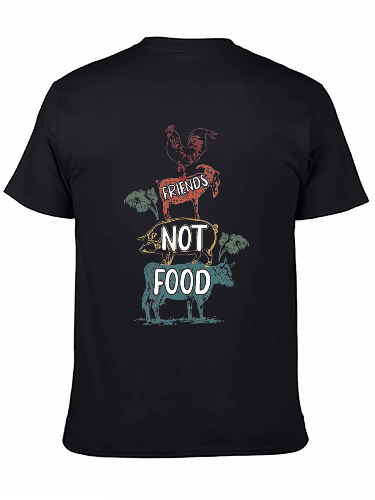 Vegan Friends Not Food Graphic Tee - Unisex Black T-Shirt product image 4