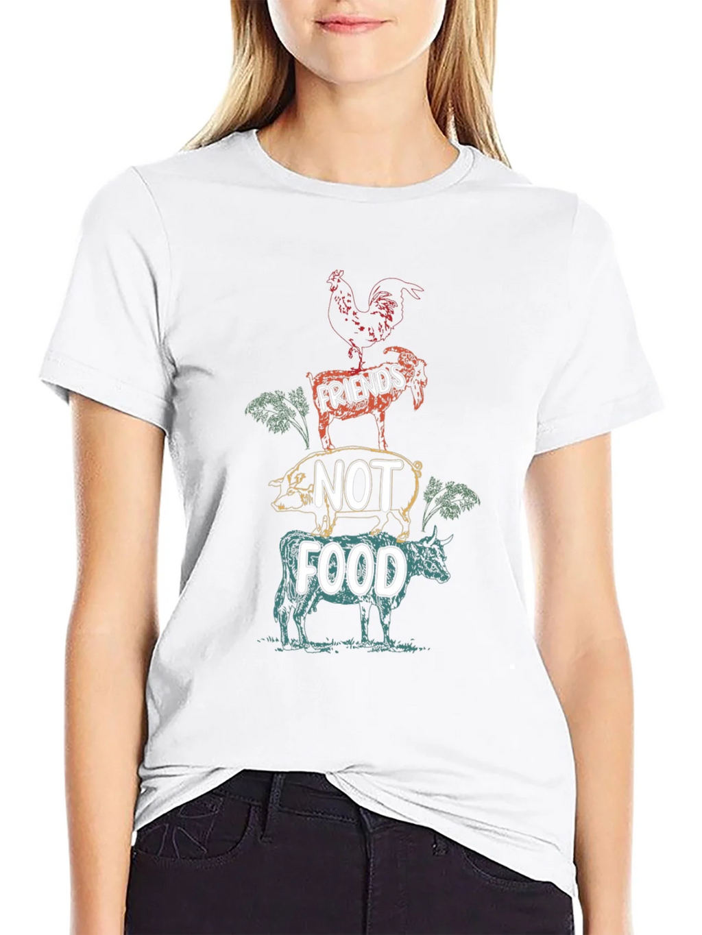 Vegan Friends Not Food Graphic Tee - Unisex Black T-Shirt product image 8