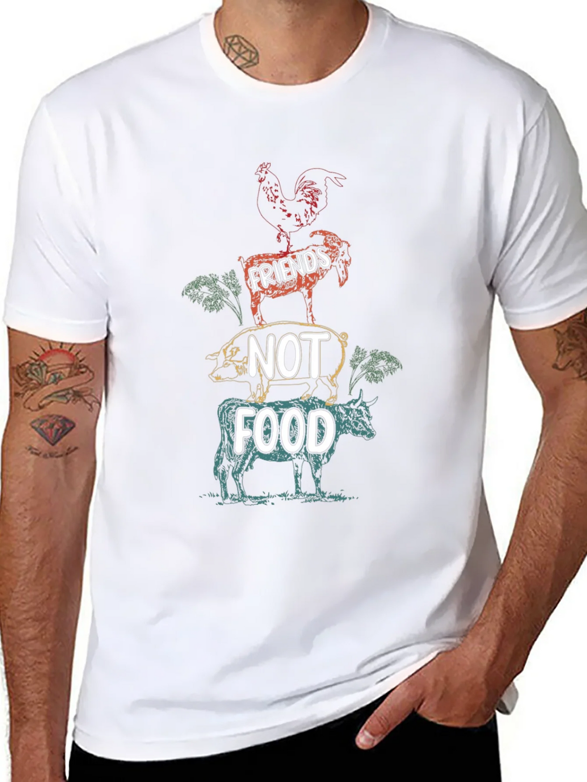 Vegan Friends Not Food Graphic Tee - Unisex Black T-Shirt product image 7