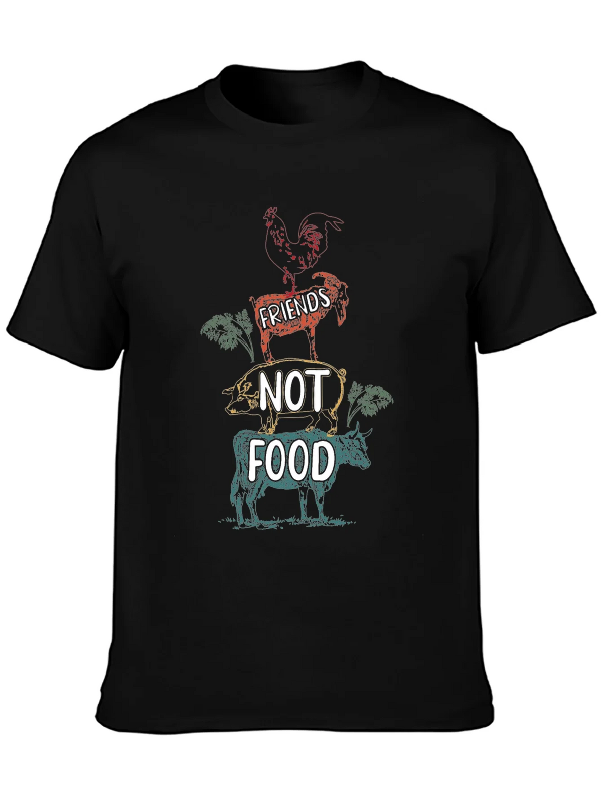 Vegan Friends Not Food Graphic Tee - Unisex Black T-Shirt product image 3