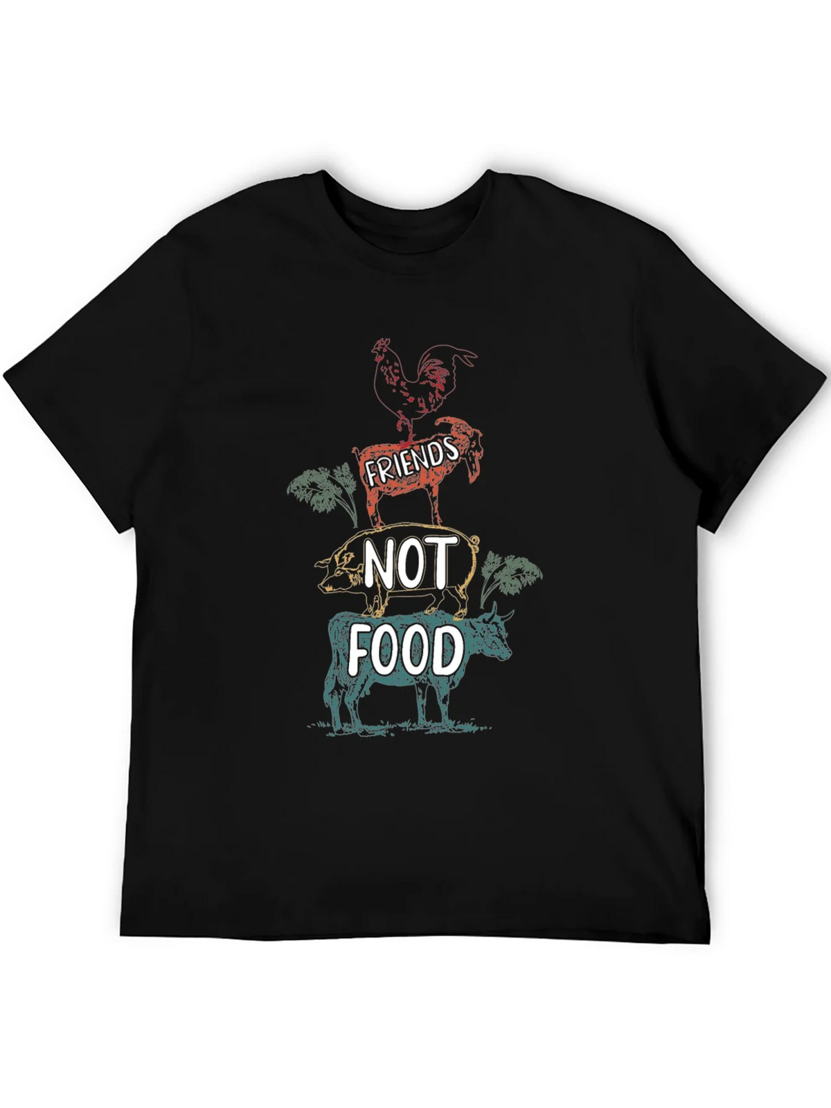 Vegan Friends Not Food Graphic Tee - Unisex Black T-Shirt product image 5