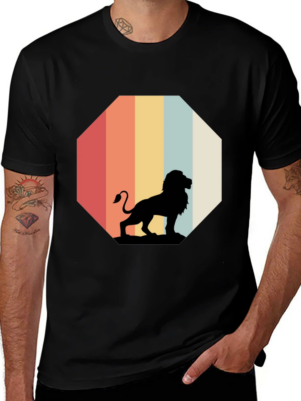 Retro Lion Graphic Tee - Classic Black T-Shirt product image 1