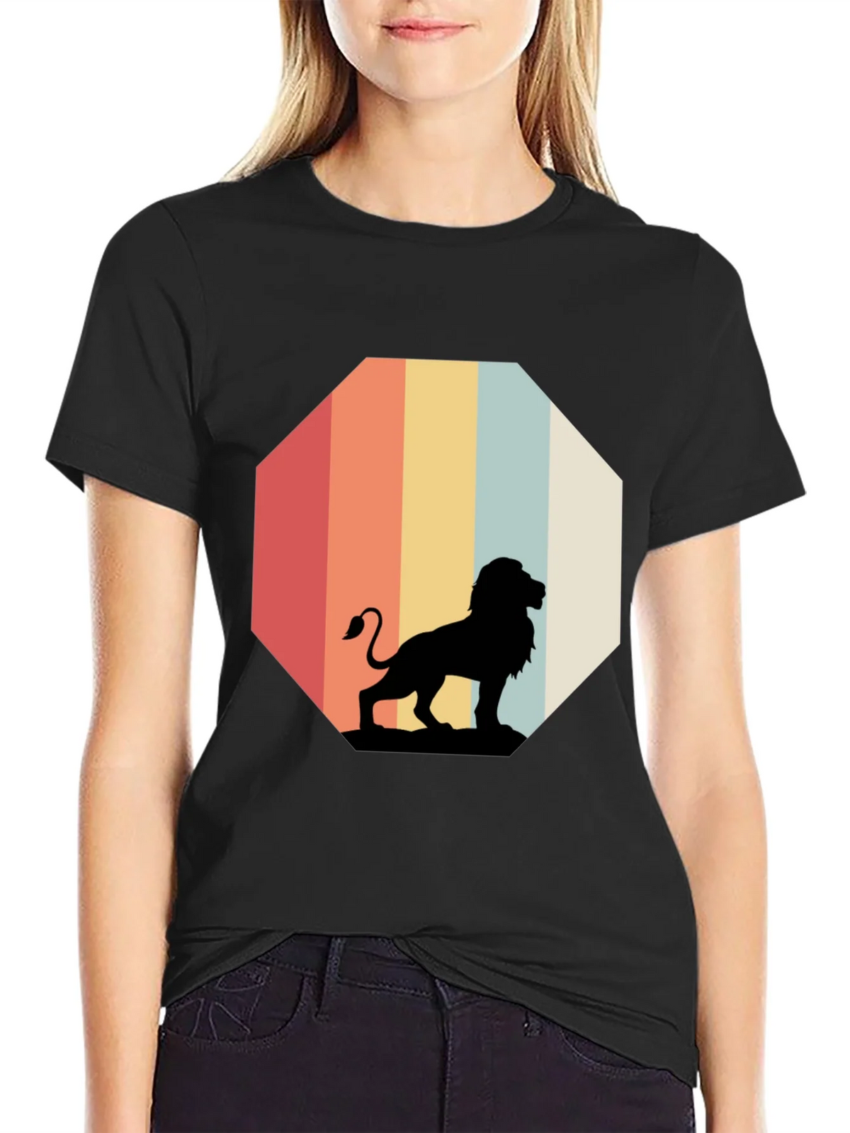 Retro Lion Graphic Tee - Classic Black T-Shirt product image 2