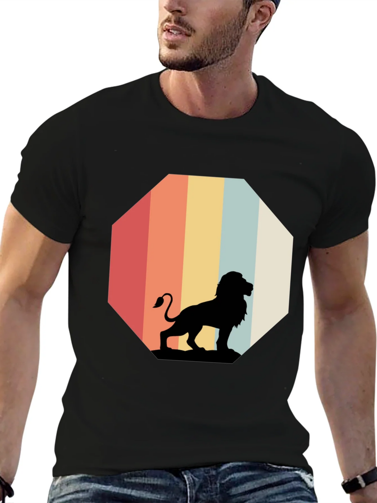 Retro Lion Graphic Tee - Classic Black T-Shirt product image 6
