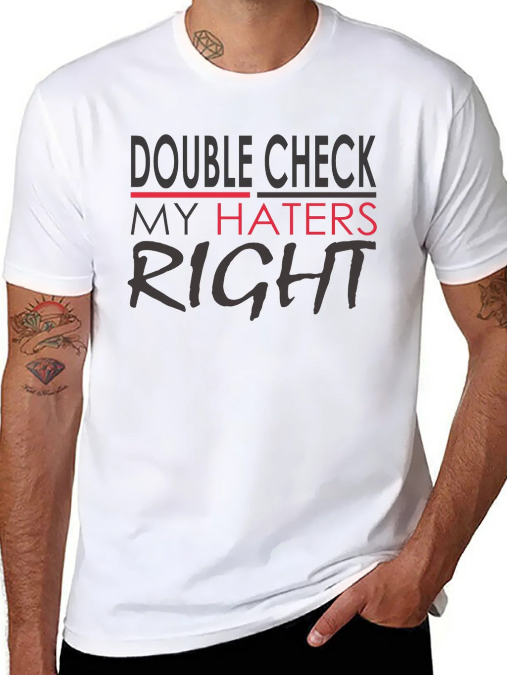 Double Check My Haters Right Black T-Shirt product image 7