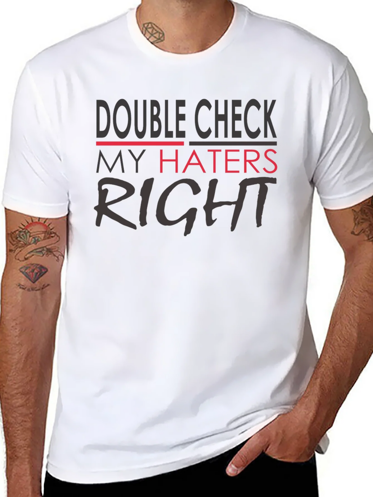 Double Check My Haters Right Black T-Shirt product image 7