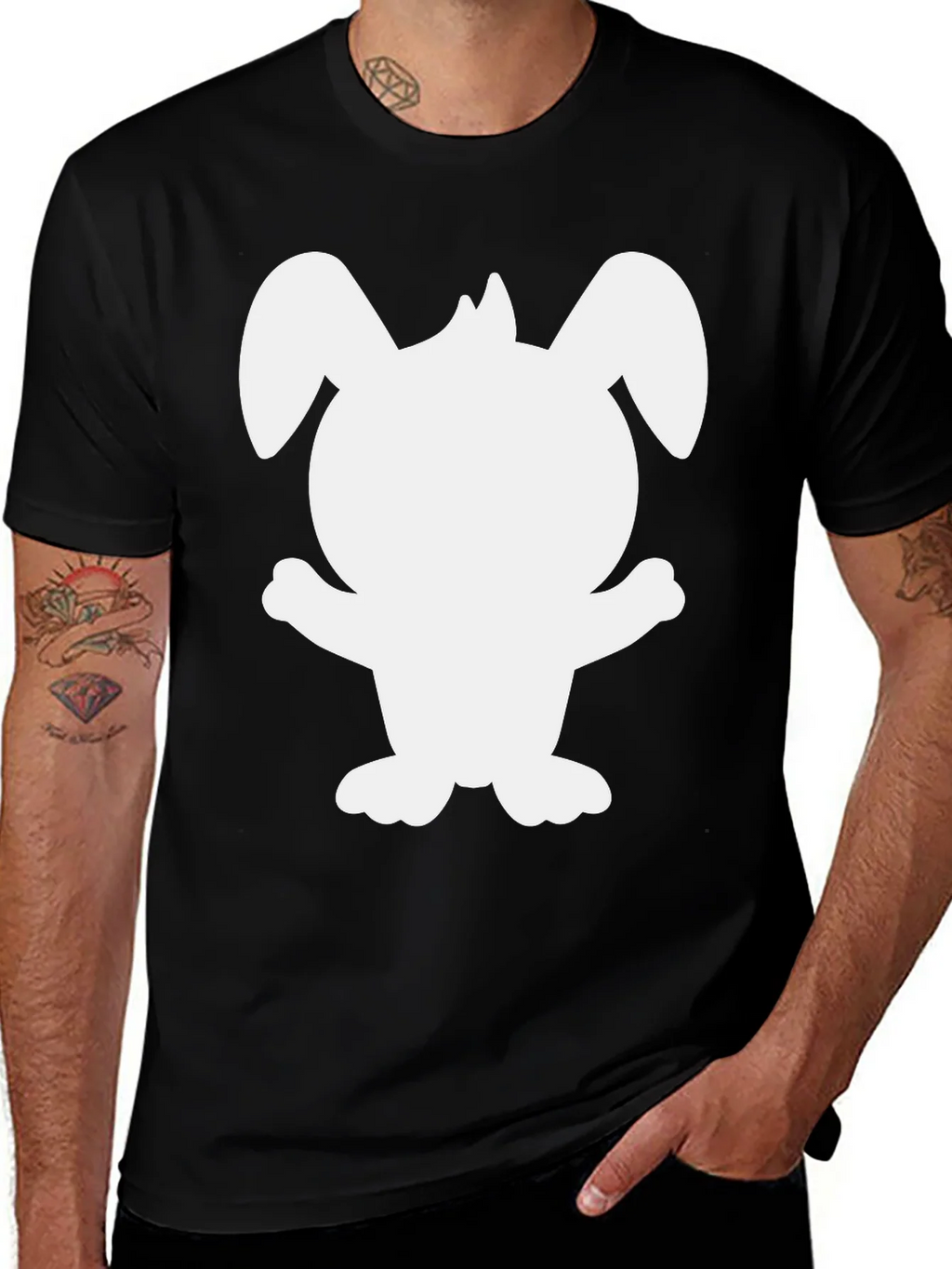 Cute Bunny Silhouette Black T-Shirt product image 1