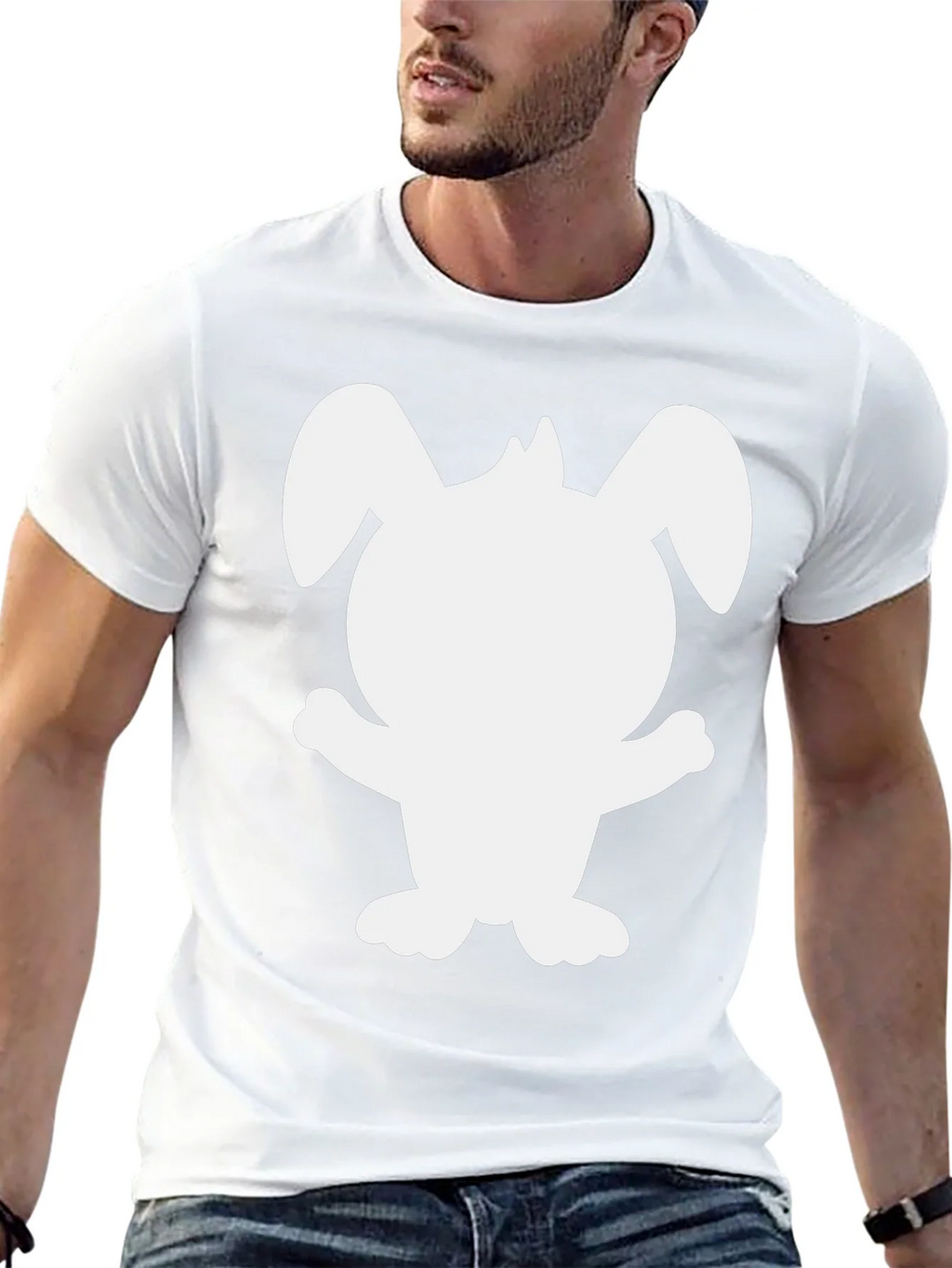 Cute Bunny Silhouette Black T-Shirt product image 12