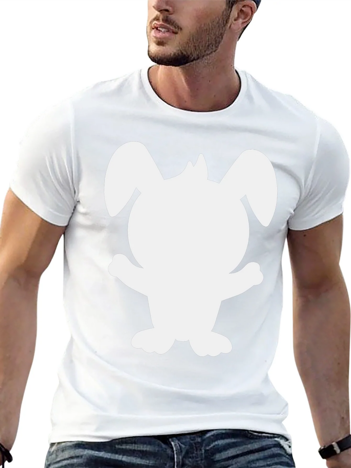 Cute Bunny Silhouette Black T-Shirt product image 12