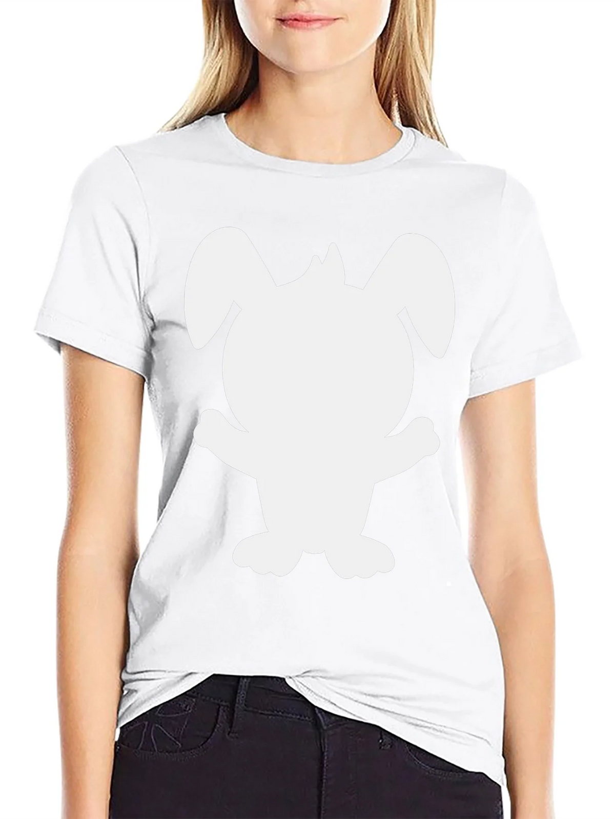 Cute Bunny Silhouette Black T-Shirt product image 8