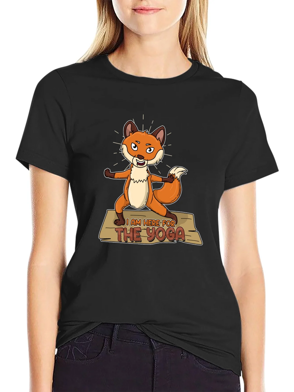 Funny Yoga Fox T-Shirt - Im Here for the Graphic Tee product image 2