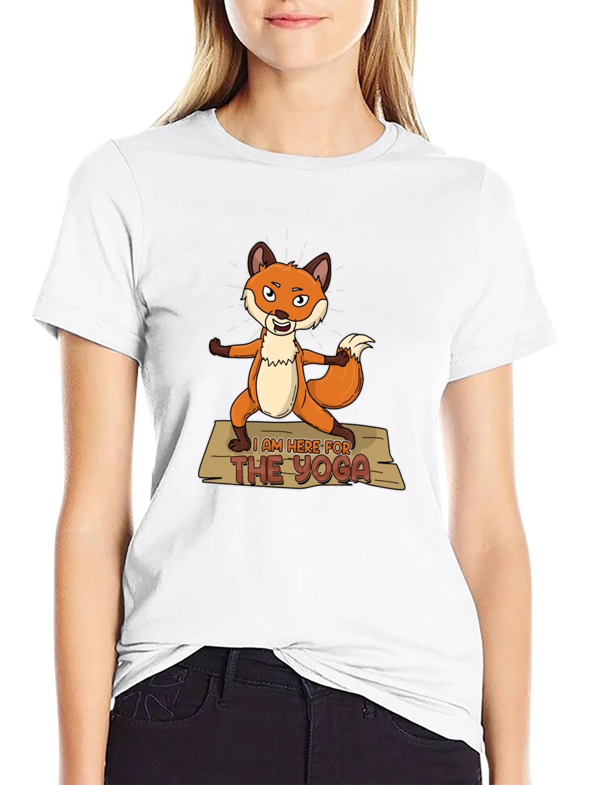 Funny Yoga Fox T-Shirt - Im Here for the Graphic Tee product image 8