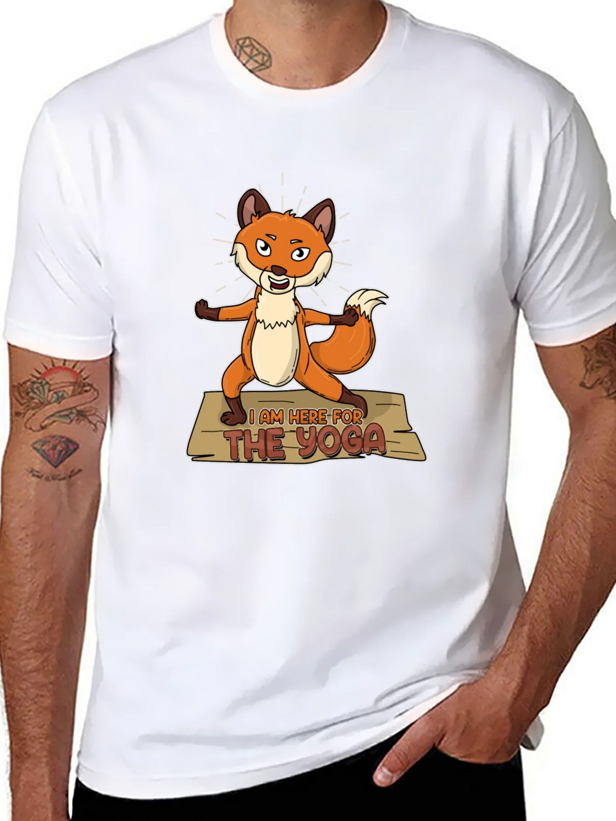 Funny Yoga Fox T-Shirt - Im Here for the Graphic Tee product image 7