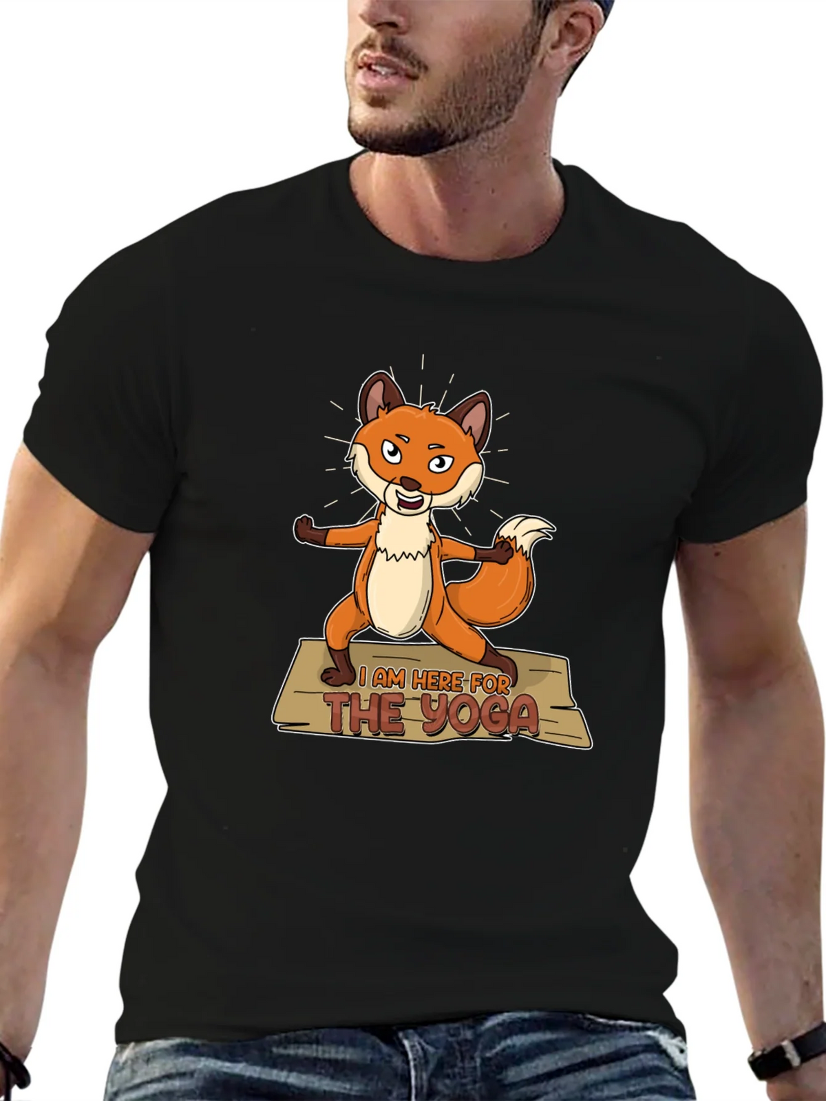Funny Yoga Fox T-Shirt - Im Here for the Graphic Tee product image 6