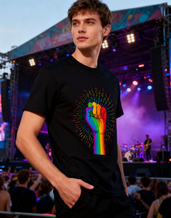 Rainbow Fist LGBTQ+ Pride T-Shirt - 100% Cotton, Bold product image 5