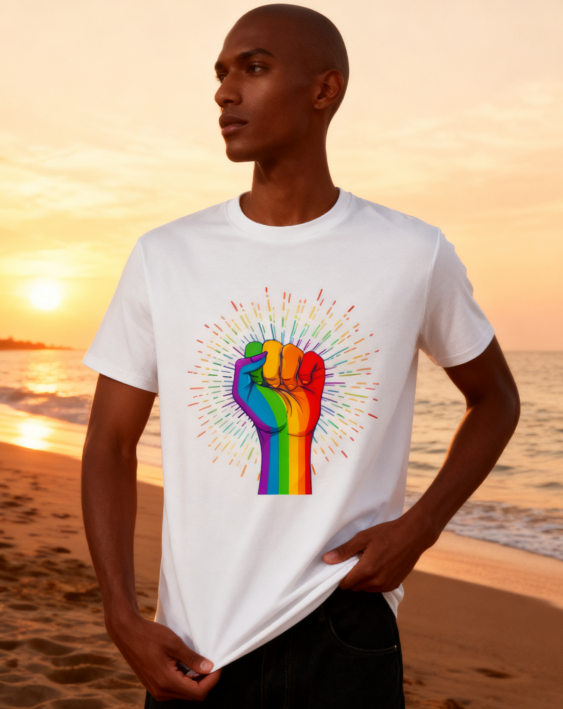 Rainbow Fist LGBTQ+ Pride T-Shirt - 100% Cotton, Bold product image 6