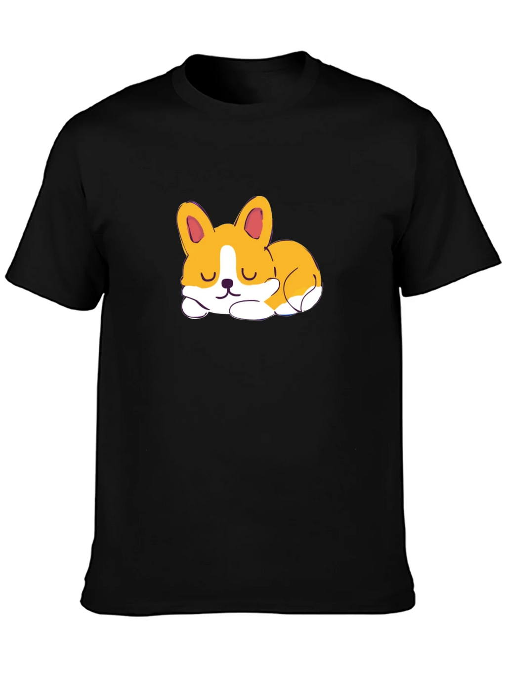 Cute Corgi Sleeping Graphic Black T-Shirt product image 3