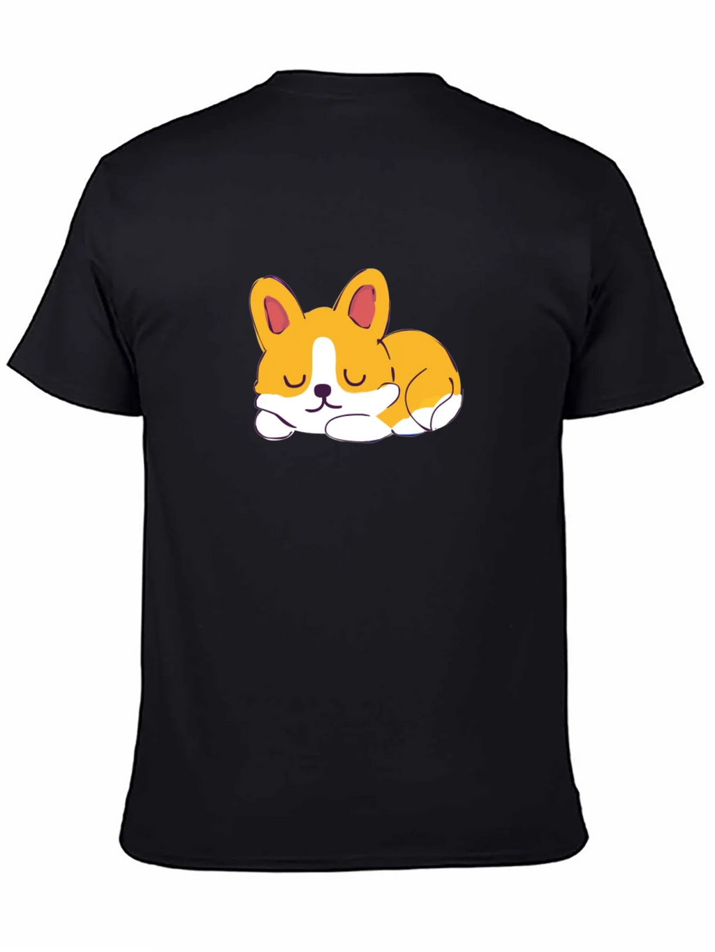 Cute Corgi Sleeping Graphic Black T-Shirt product image 4