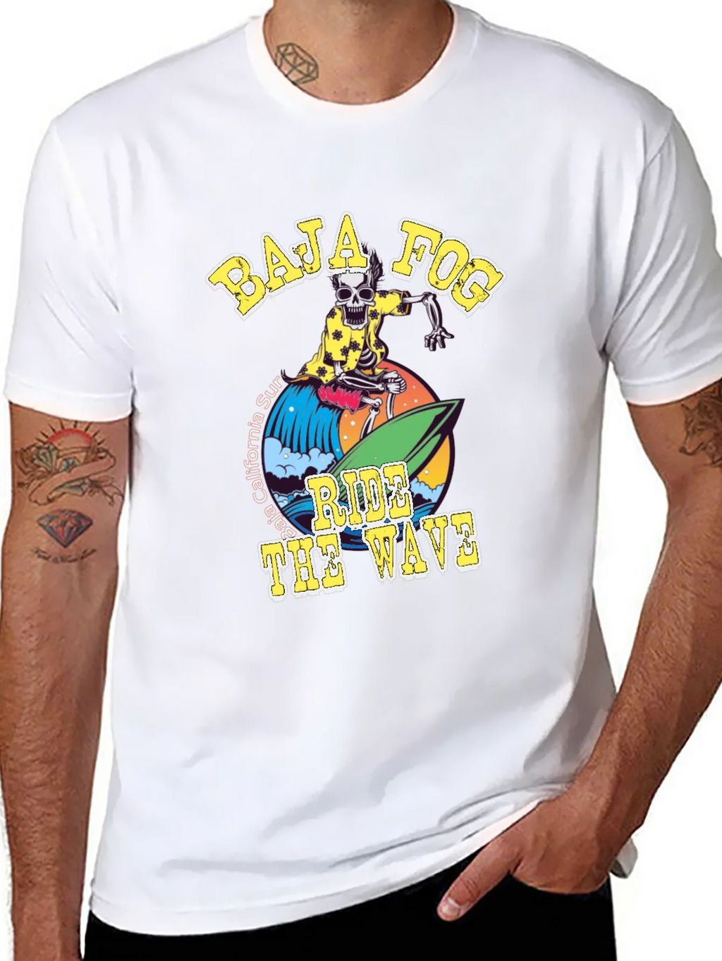 Baja Fog Skeleton Surfer Graphic T-Shirt product image 7