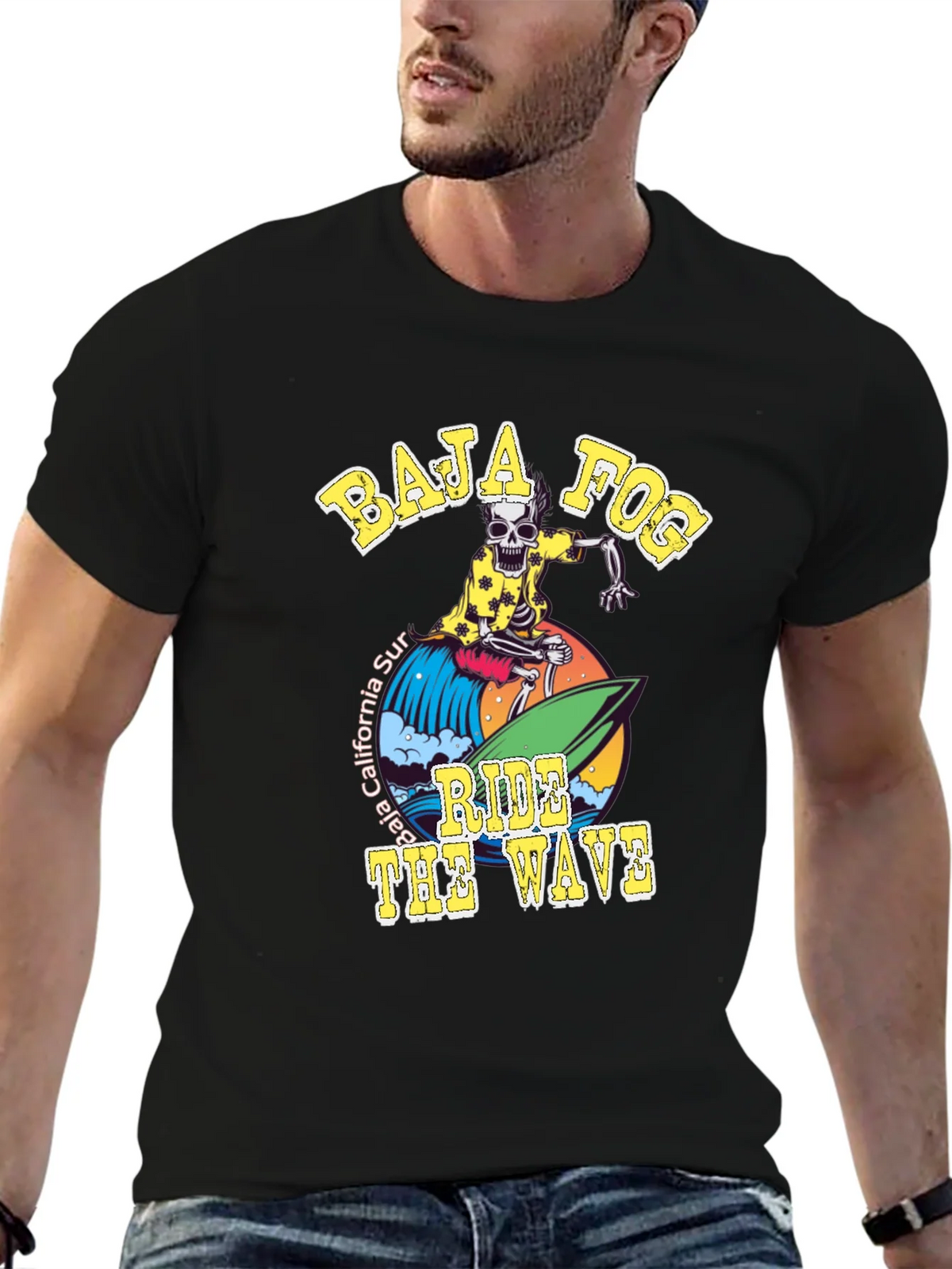 Baja Fog Skeleton Surfer Graphic T-Shirt product image 6