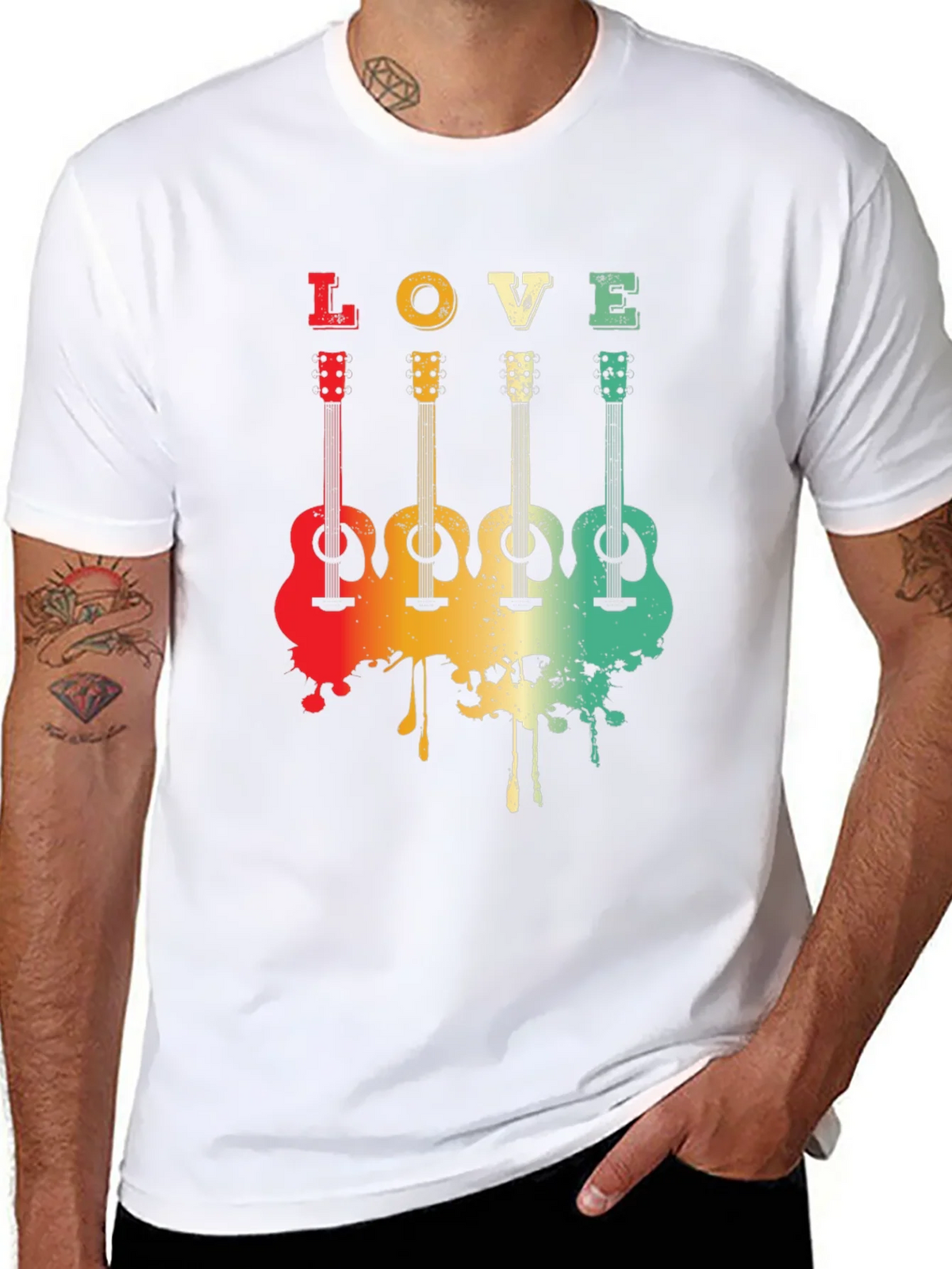 Love Guitar Tee - Retro Music Lover T-Shirt product image 7