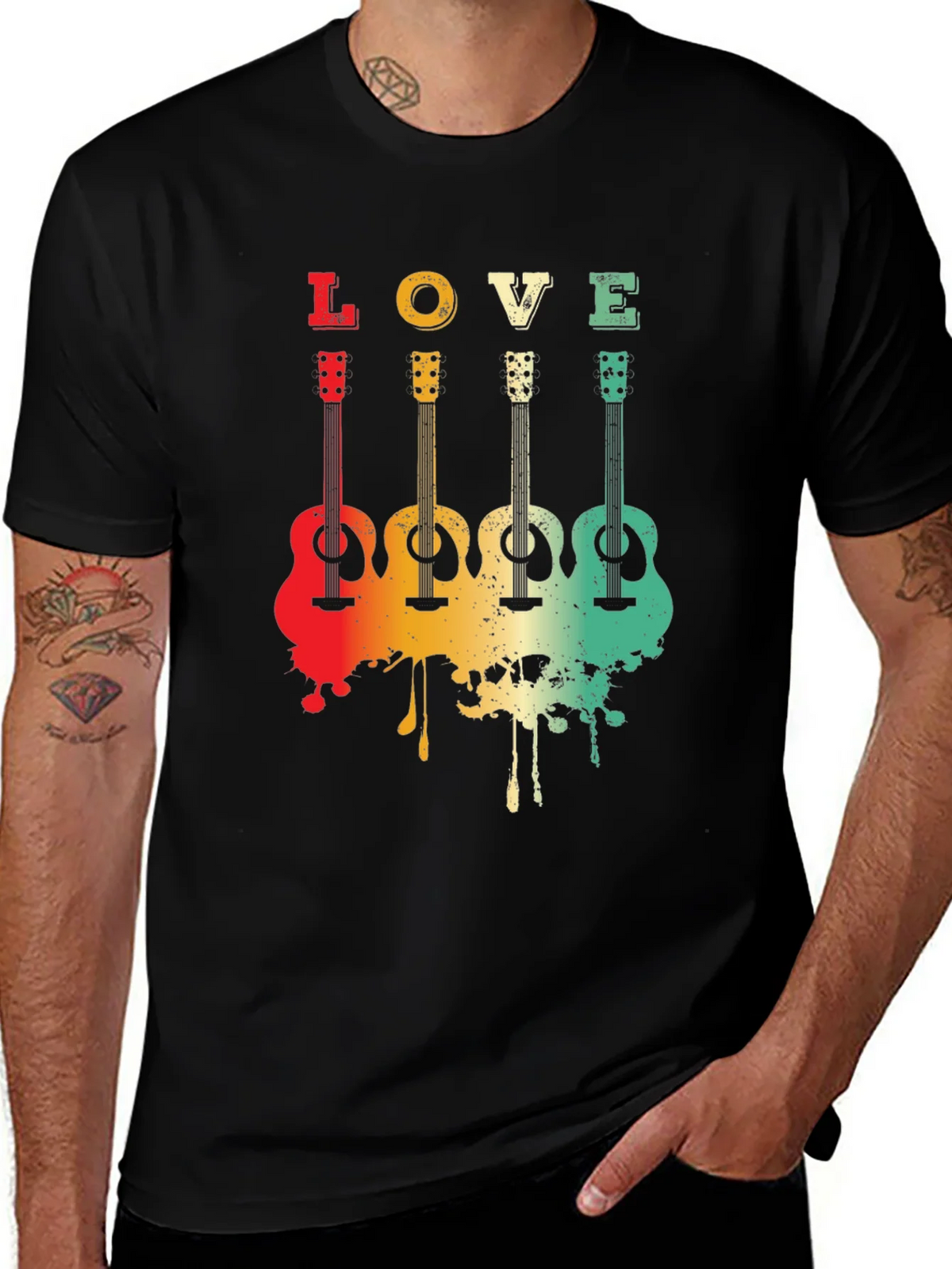 Love Guitar Tee - Retro Music Lover T-Shirt product image 1