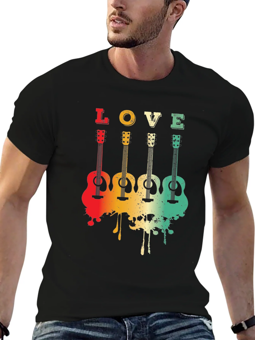 Love Guitar Tee - Retro Music Lover T-Shirt product image 6