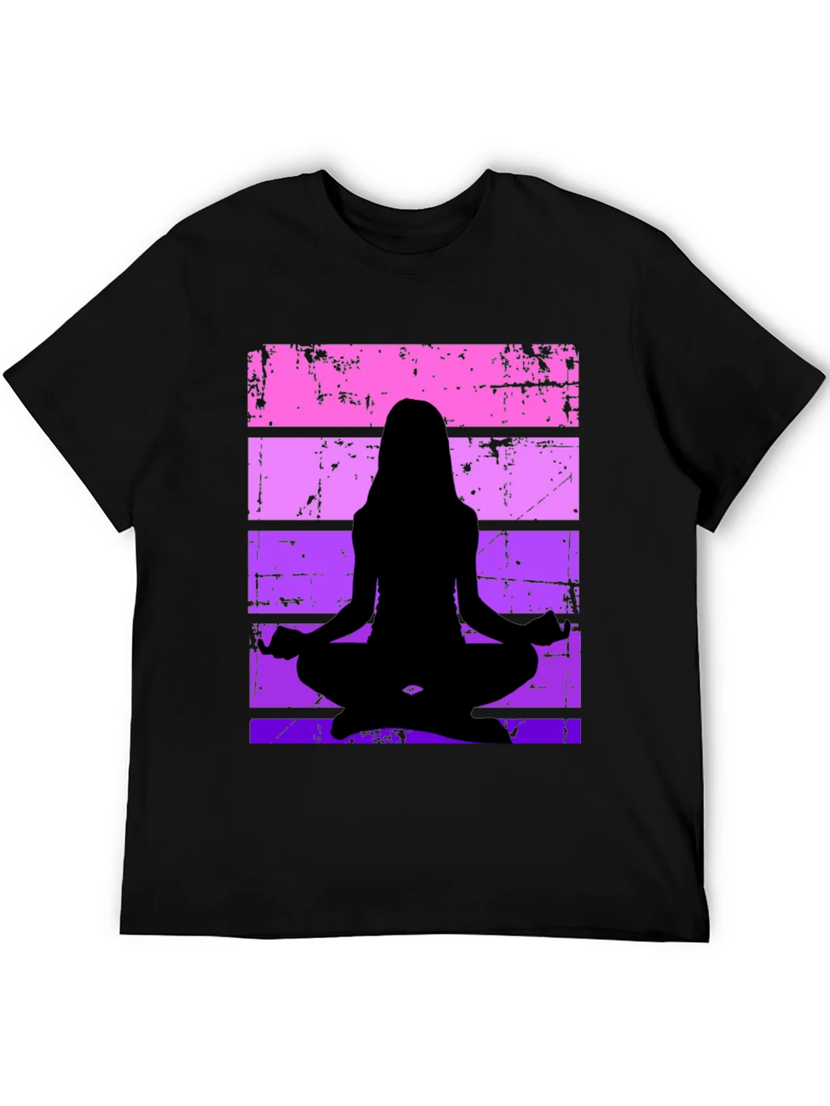 Yoga Silhouette Graphic Tee - Retro Stripe Design product image 5