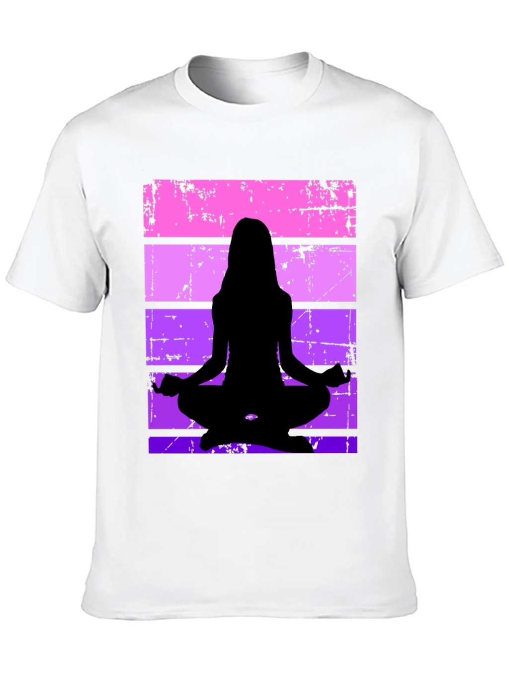 Yoga Silhouette Graphic Tee - Retro Stripe Design product image 9