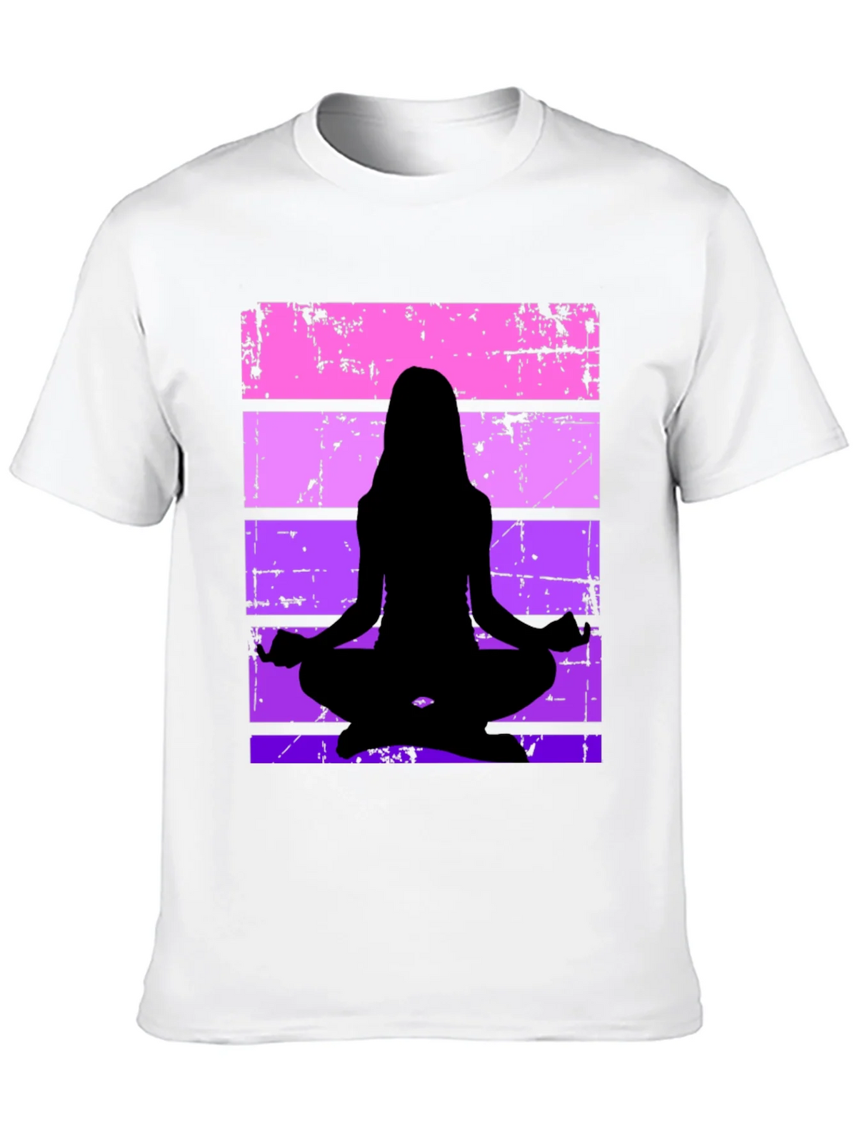 Yoga Silhouette Graphic Tee - Retro Stripe Design product image 9