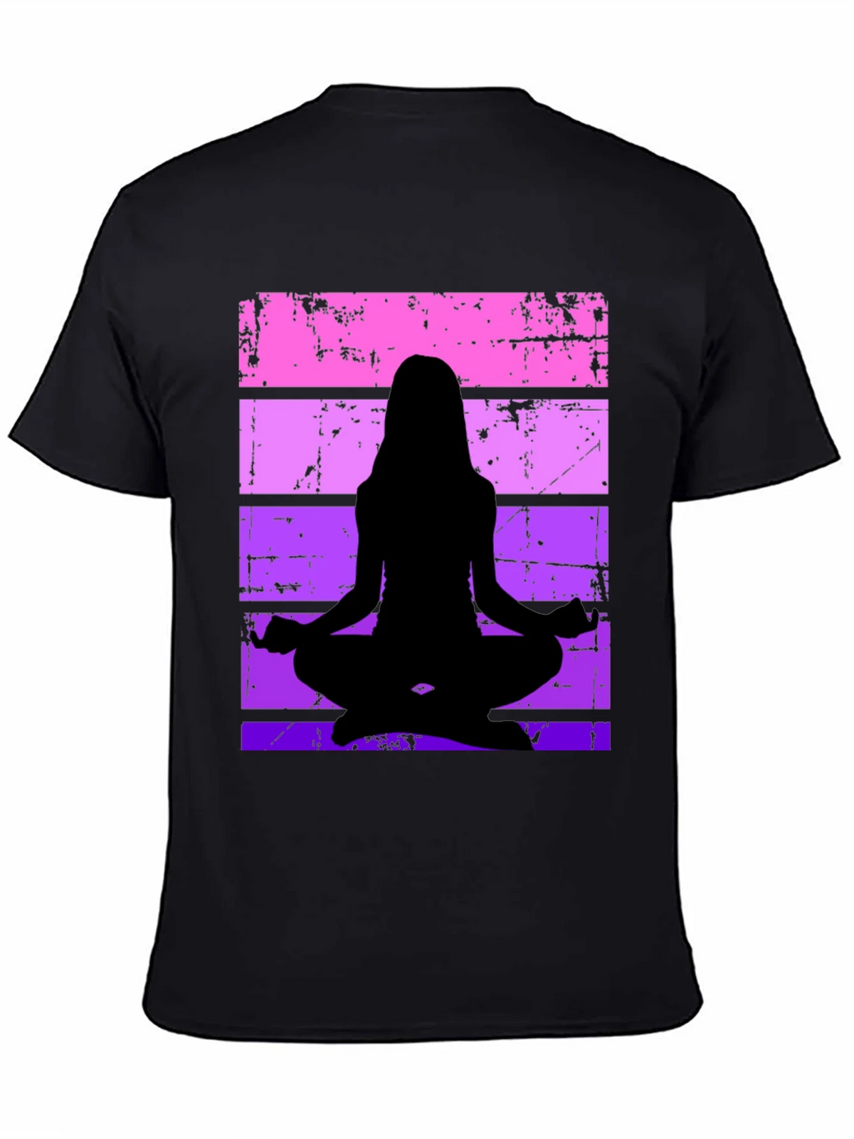 Yoga Silhouette Graphic Tee - Retro Stripe Design product image 4