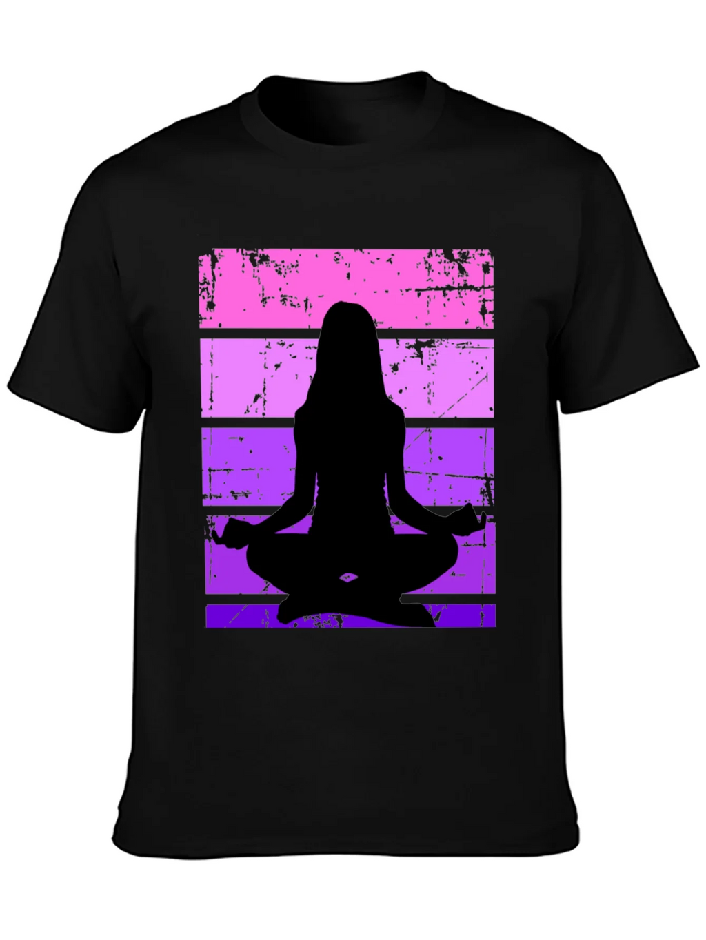Yoga Silhouette Graphic Tee - Retro Stripe Design product image 3
