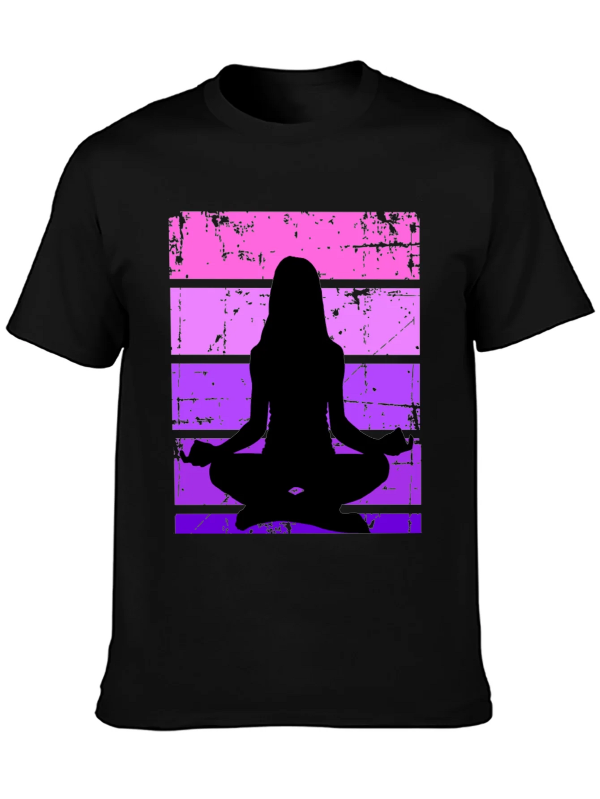 Yoga Silhouette Graphic Tee - Retro Stripe Design product image 3