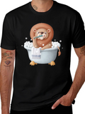 Funny Lion in Bathtub Graphic T-Shirt product image 1