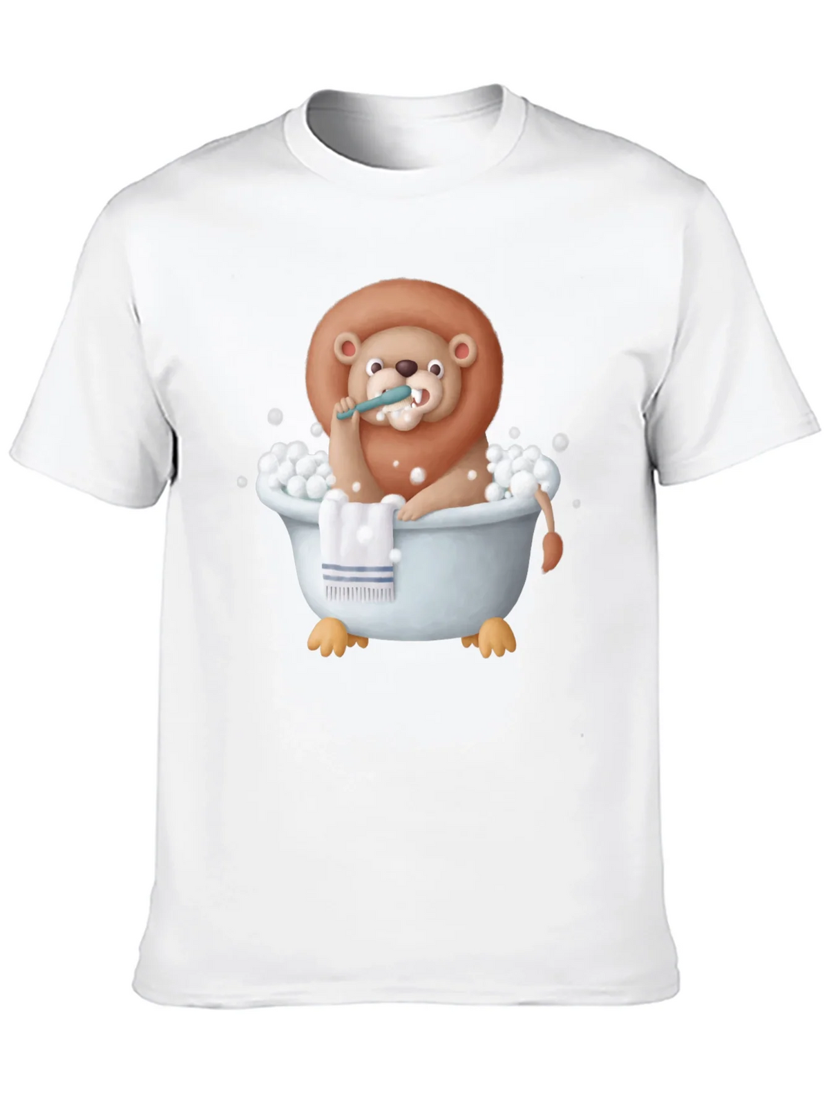Funny Lion in Bathtub Graphic T-Shirt product image 9