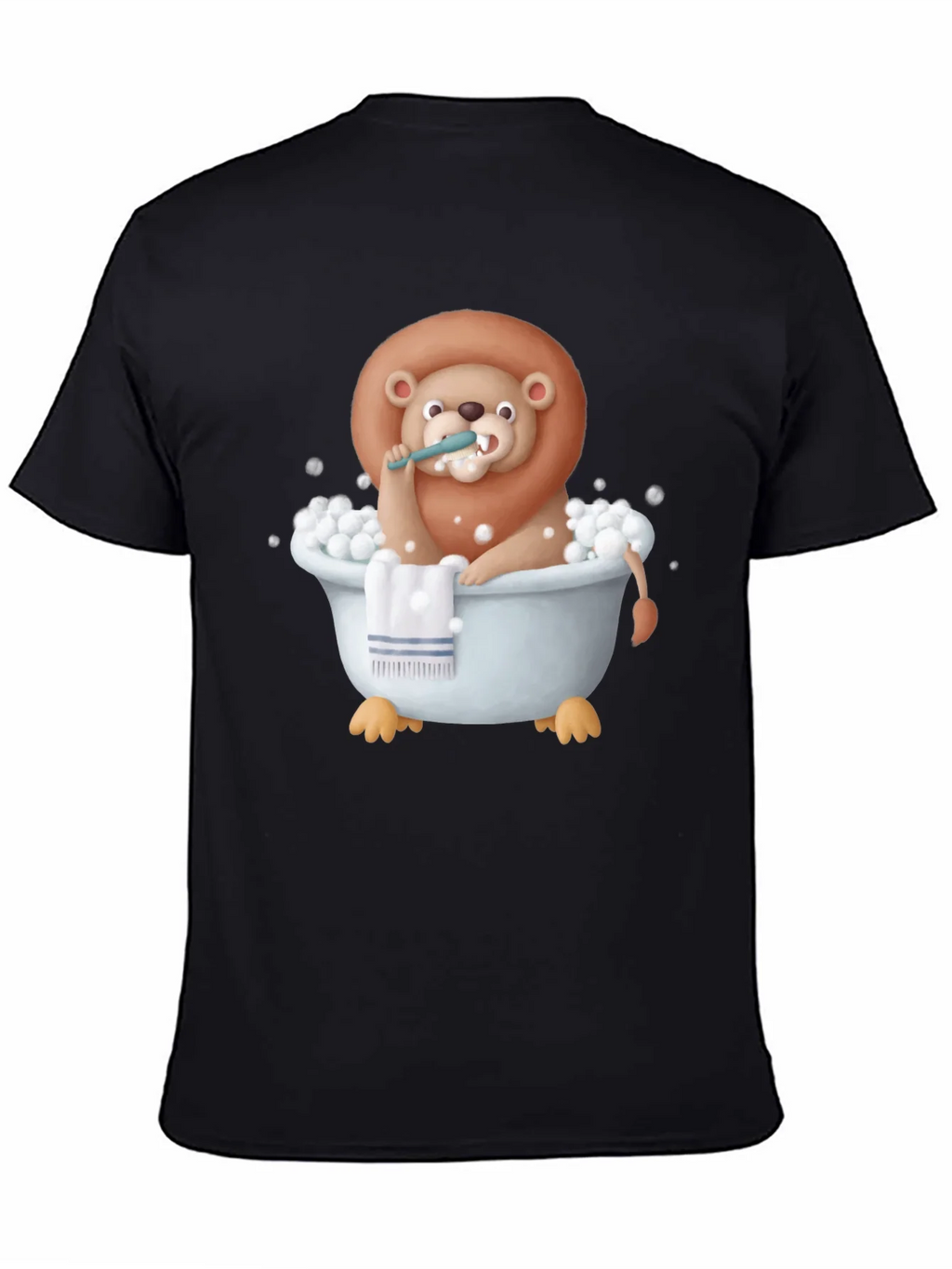 Funny Lion in Bathtub Graphic T-Shirt product image 4