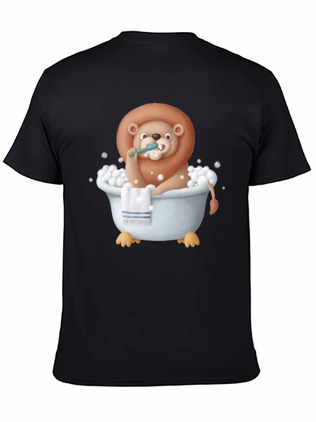 Funny Lion in Bathtub Graphic T-Shirt product image 4