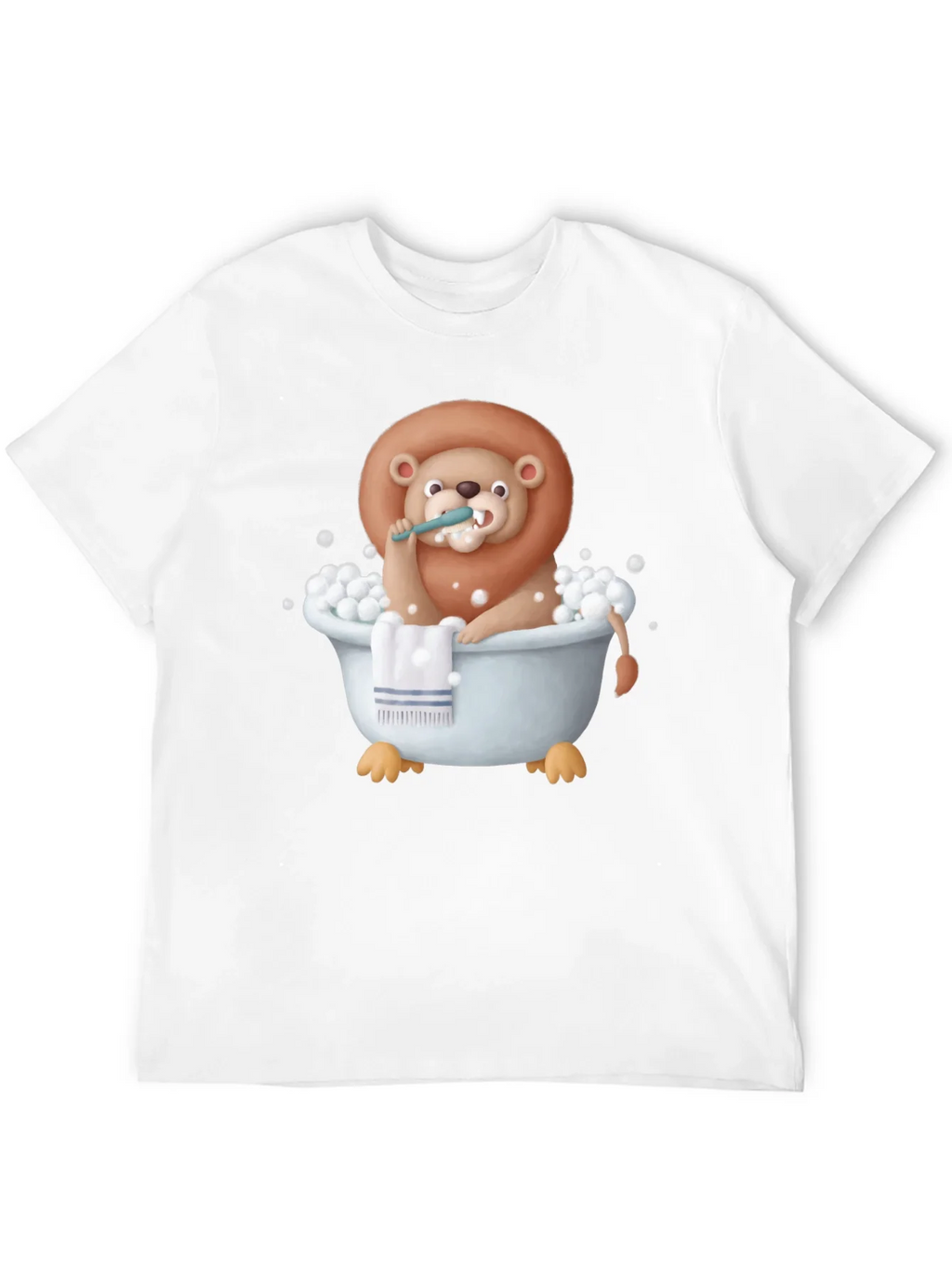 Funny Lion in Bathtub Graphic T-Shirt product image 11