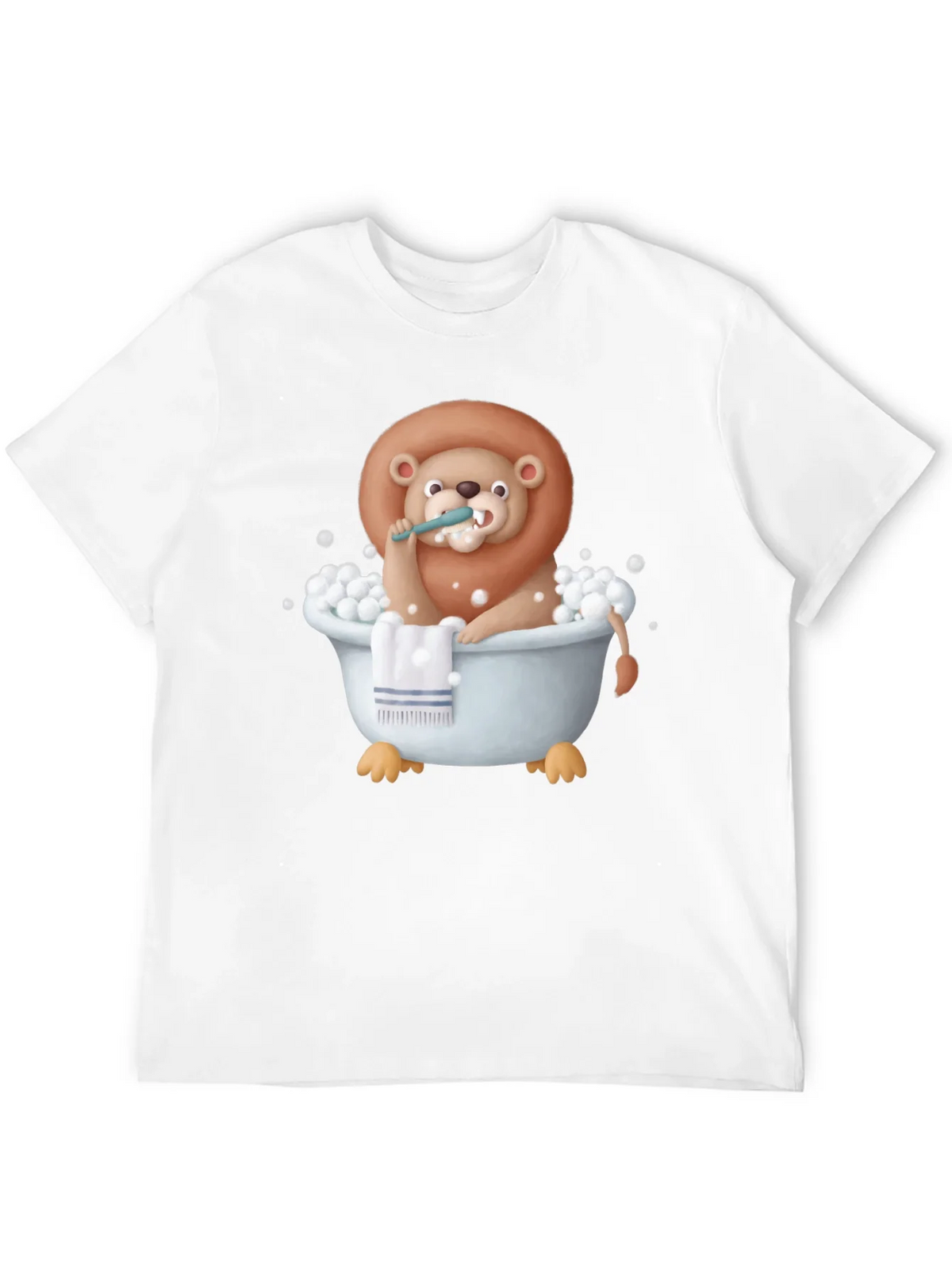 Funny Lion in Bathtub Graphic T-Shirt product image 11